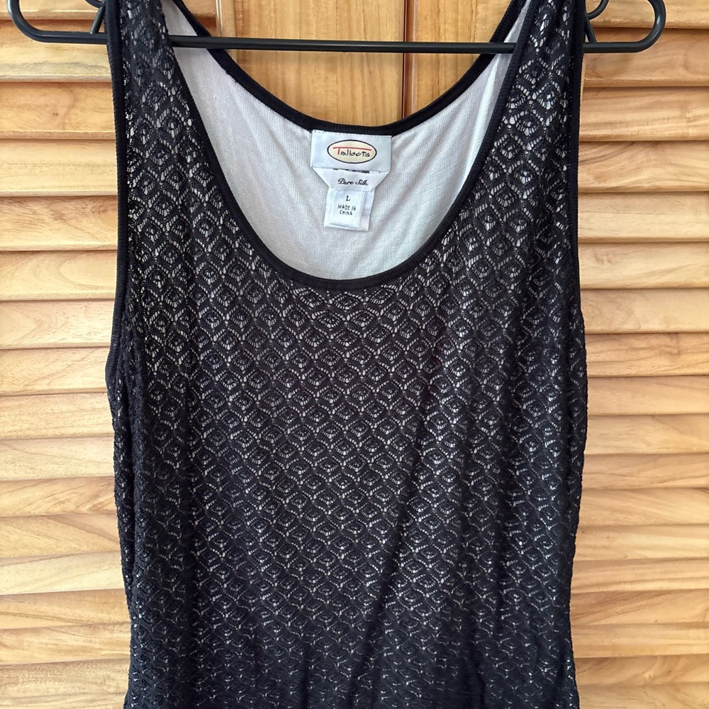 Talbots Black Lace Silk Tank Top